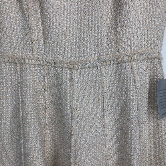 NWT Eliza J Ivory Short Sleeve Fringe Trim A-line Round Neck Tweed Dress Size 10 - Picture 9 of 16
